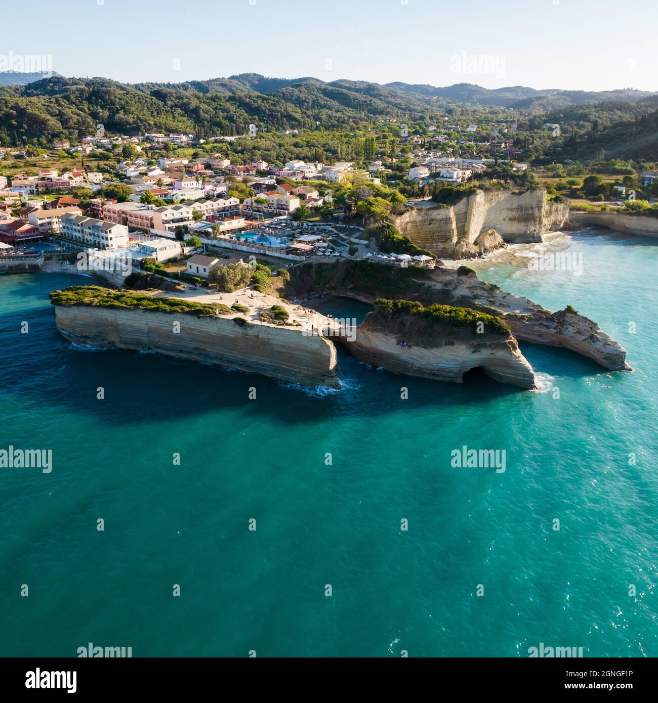 Canal D'Amore - Sidari, The channel of Love. Aerial drone view to paradise  beach with azure blue sea water. Corfu island, Greece Stock Photo - Alamy