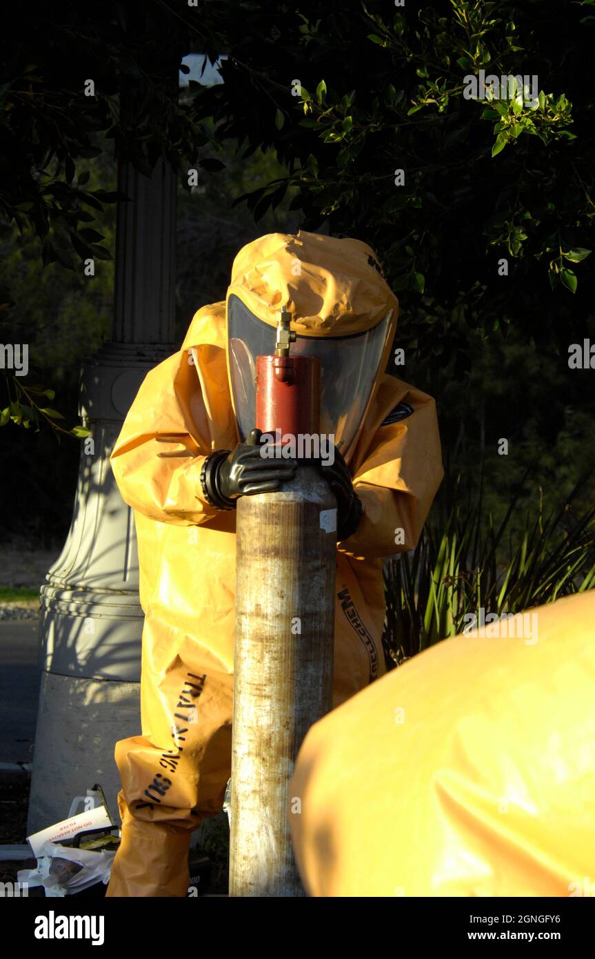 San Diego Fire-Rescue Hazmat Chrlorine Leak Training Stock Photo