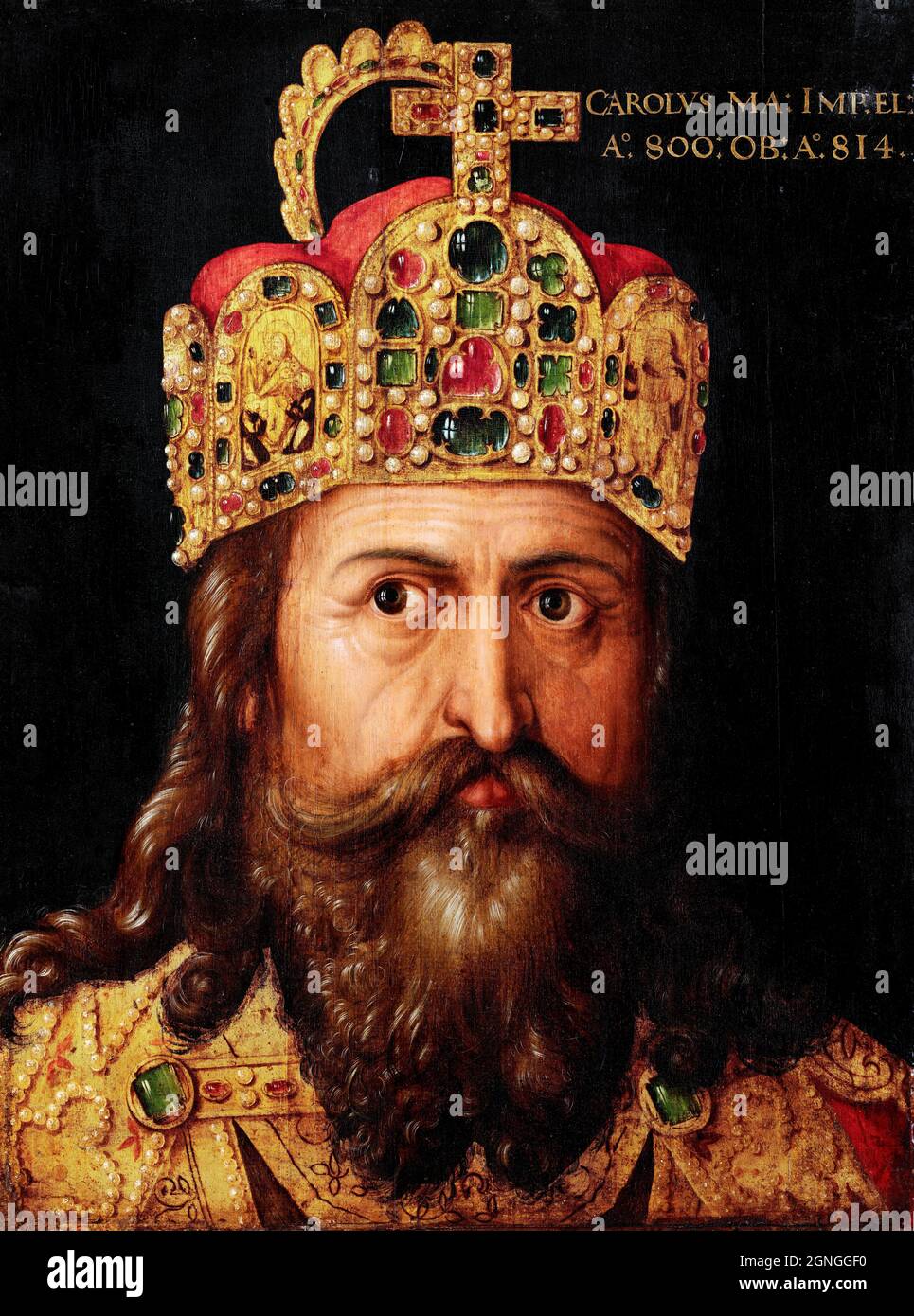 Emperor Charlemagne (748-814) by Albrecht Durer and Workshop, oil on wood, 1514 Stock Photo