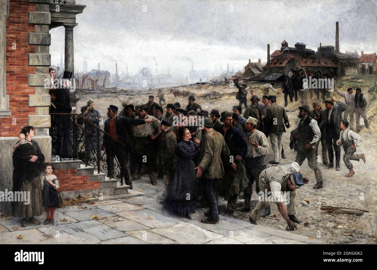 The Strike by the German born artist, Robert Koehler (1850-1917), oil on canvas, 1886 Stock Photo