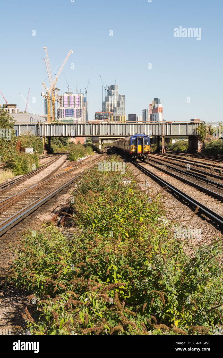 A view of Nine Elms highrise development from the end of the platform