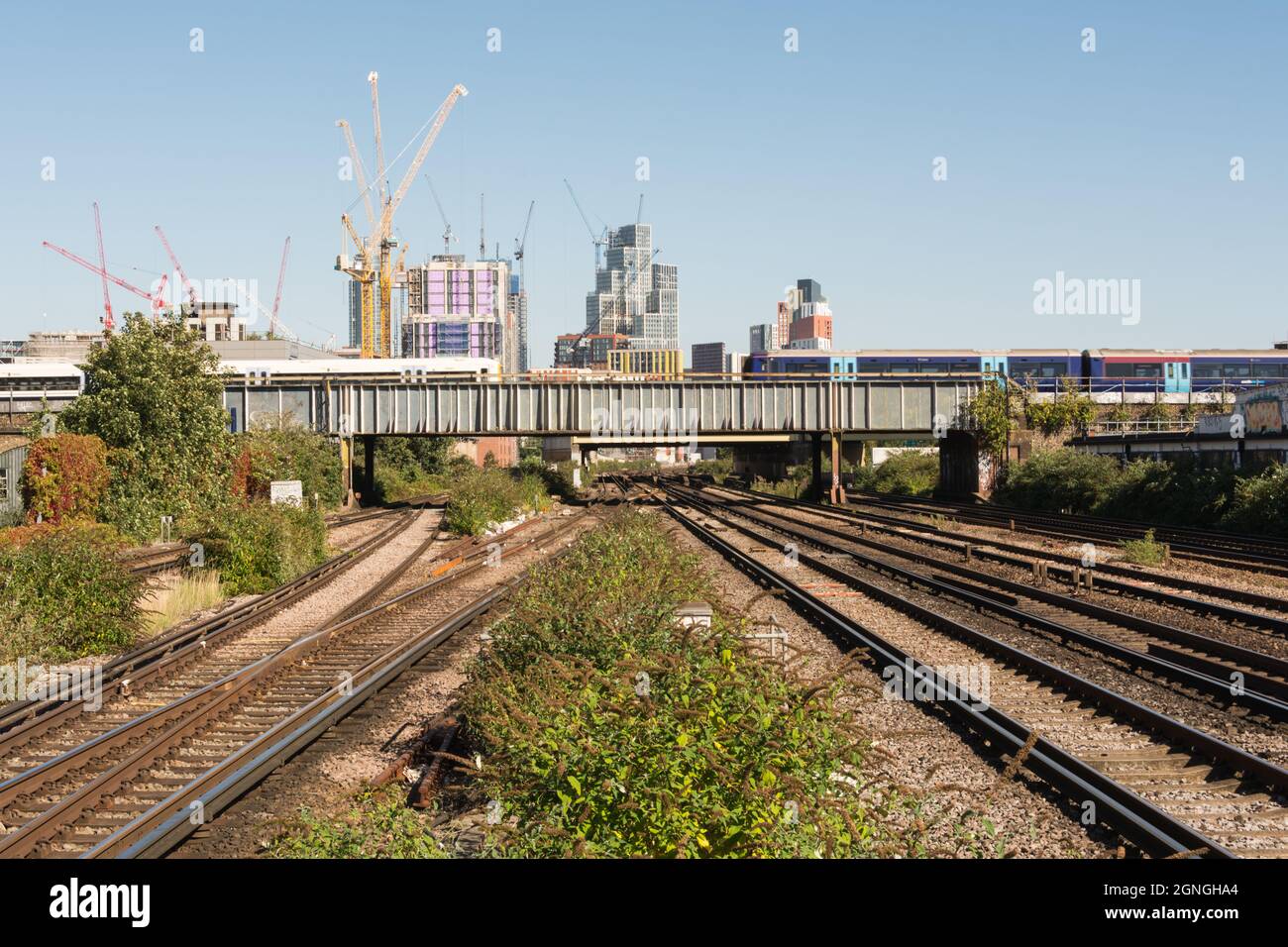 A view of Nine Elms highrise development from the end of the platform