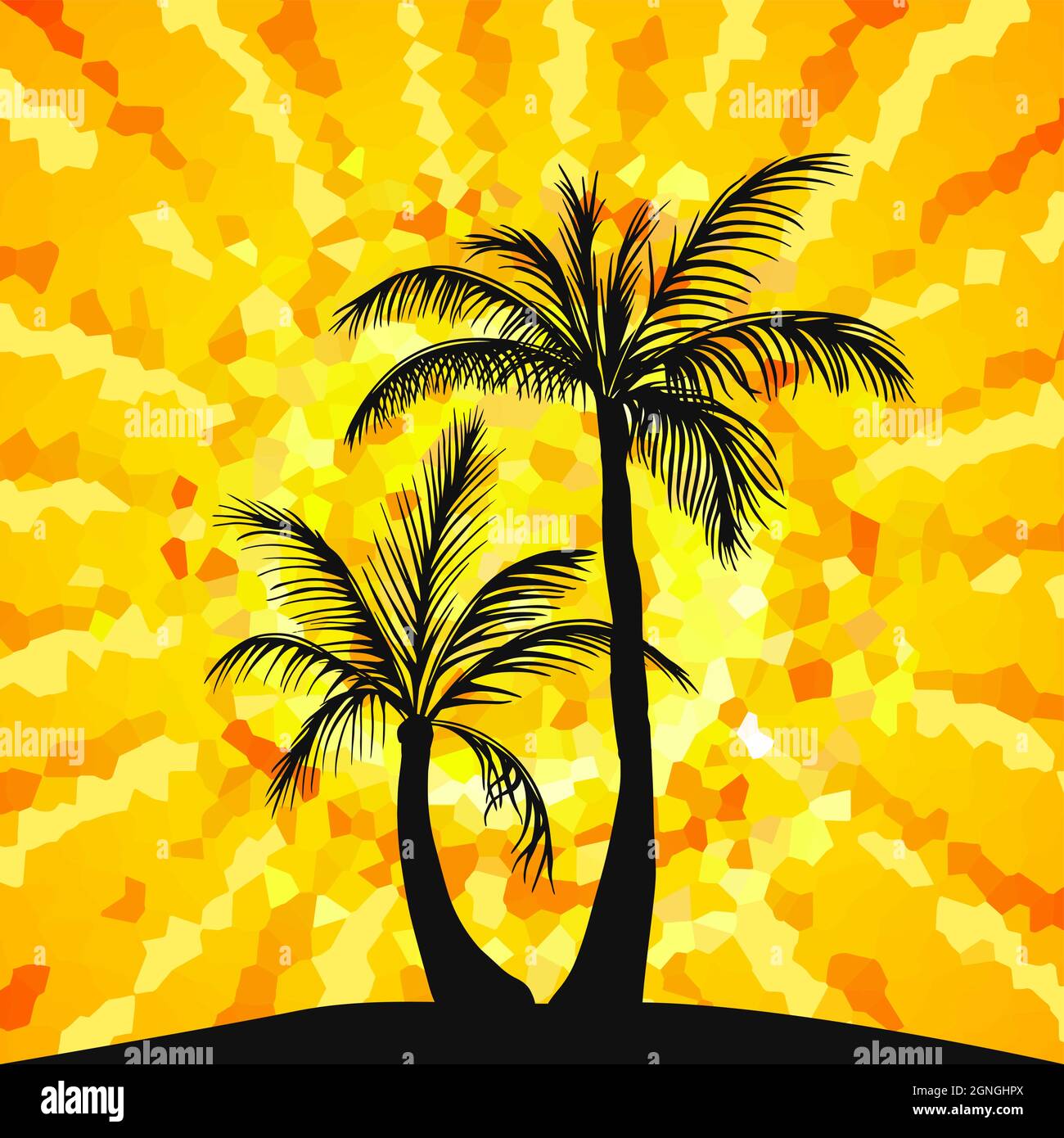 Abstract background of a palm tree at sunset. Vector illustration Stock Vector Image & Art Alamy