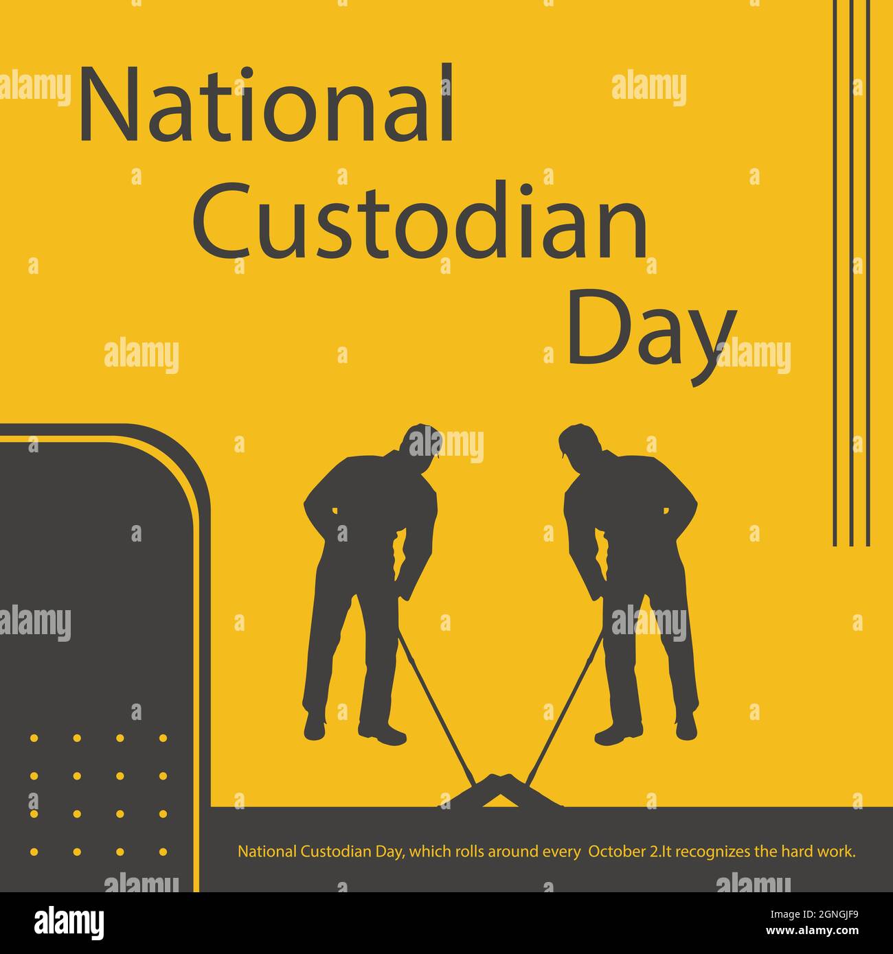 National Custodian Day, which rolls around every  October 2.It recognizes the hard work. Stock Vector