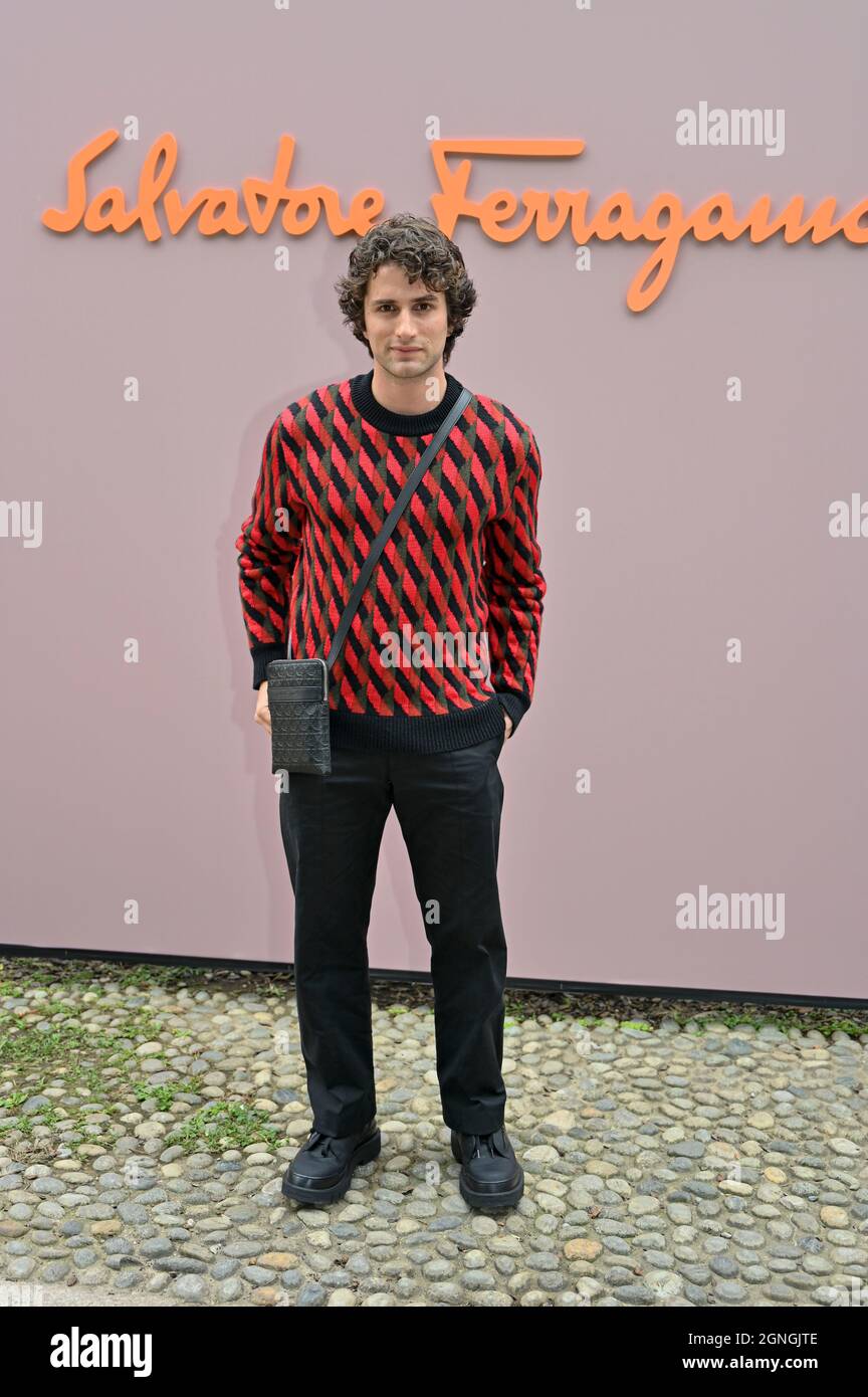 Milan, Italy. 25th Sep, 2021. Milan, Milan Fashion Week, Women Spring Summer 2022. Milan, Women's Fashion, Spring Summer 2022. SALVATORE FERRAGAMO arrives Pictured: Dario Yazbek Bernal Credit: Independent Photo Agency/Alamy Live News Stock Photo