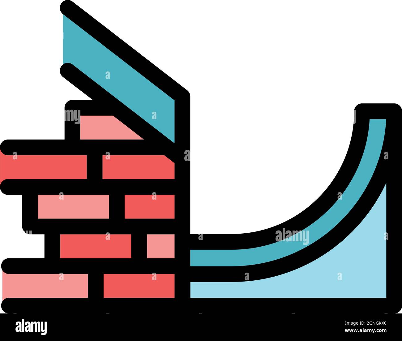 Pipe gutter icon. Outline pipe gutter vector icon color flat isolated Stock Vector