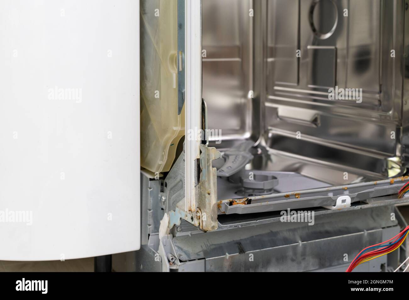 dishwasher door removed for repair, breakdown of kitchen appliances