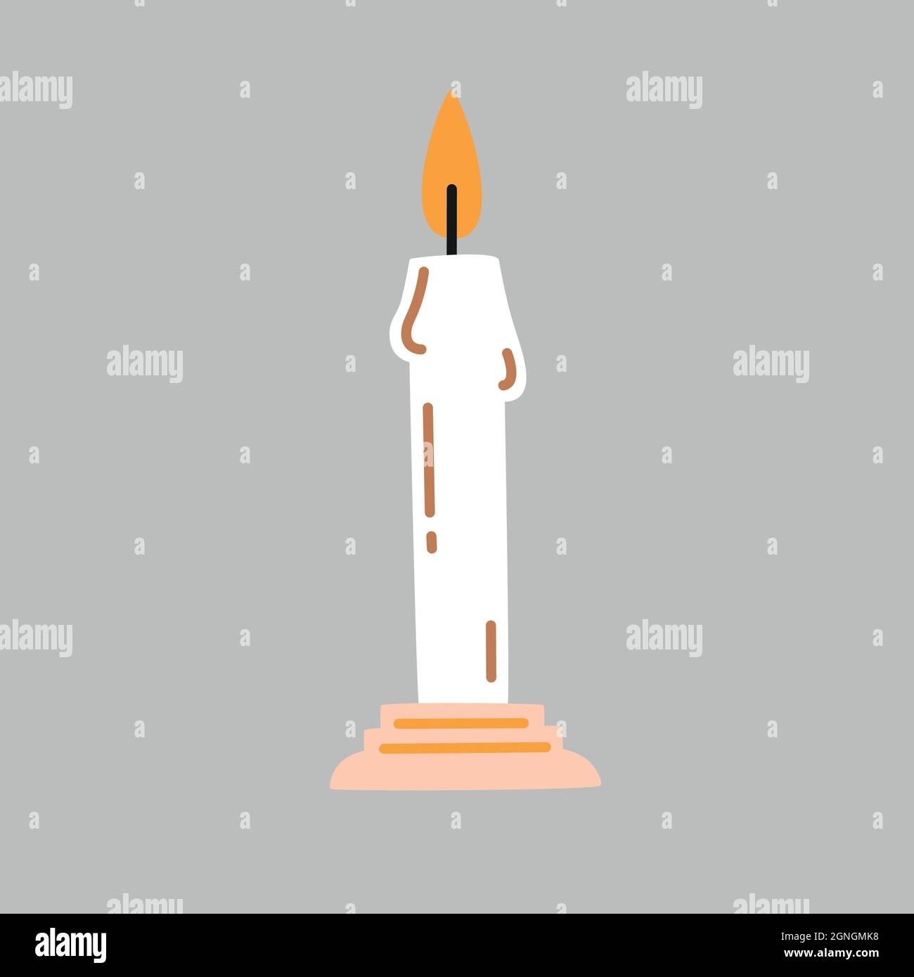 Candle in a candlestick. Vector decorative element Stock Vector