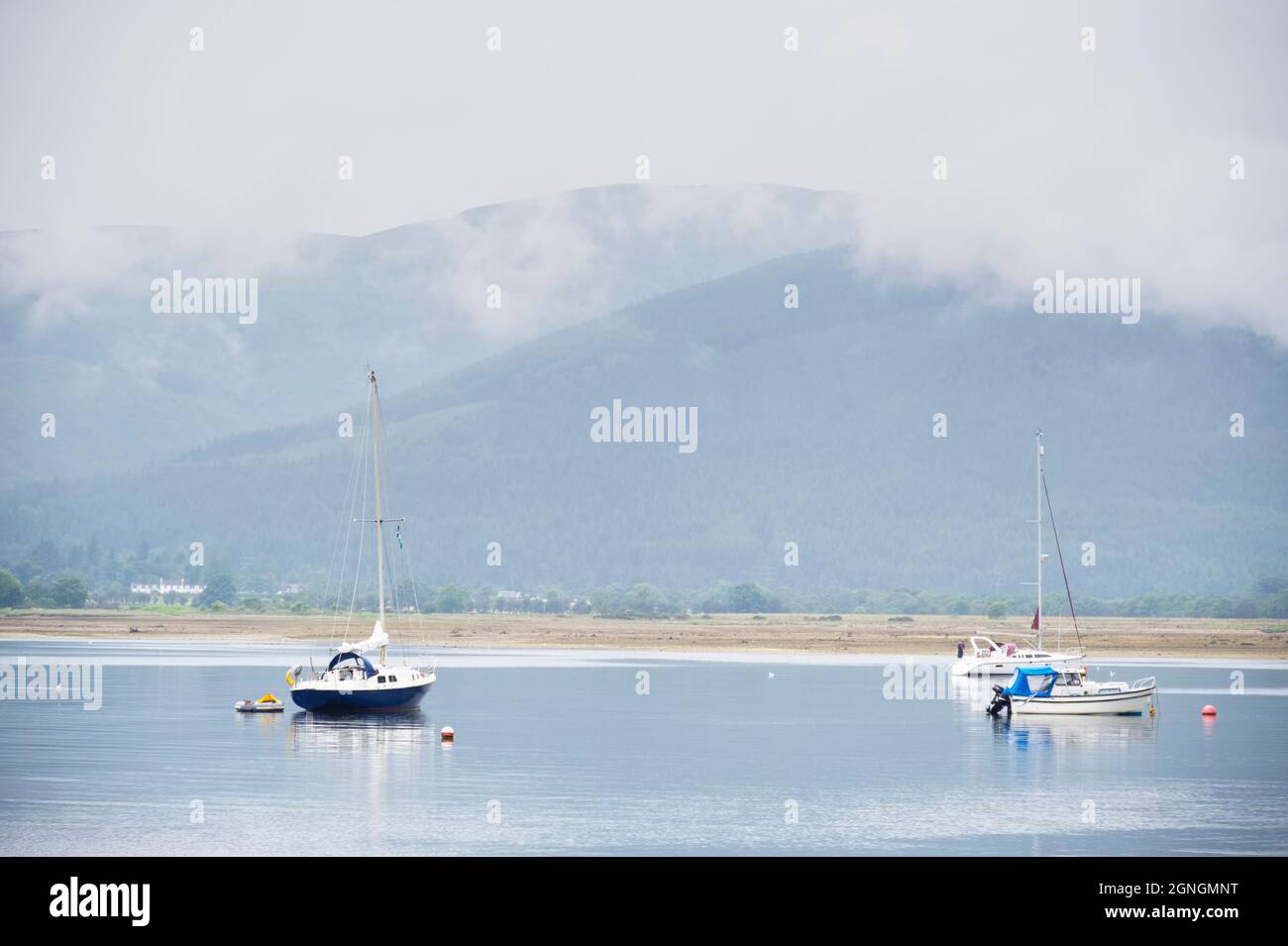 Boats moored reflection at Garelochhead on Gare Loch Stock Photo Alamy