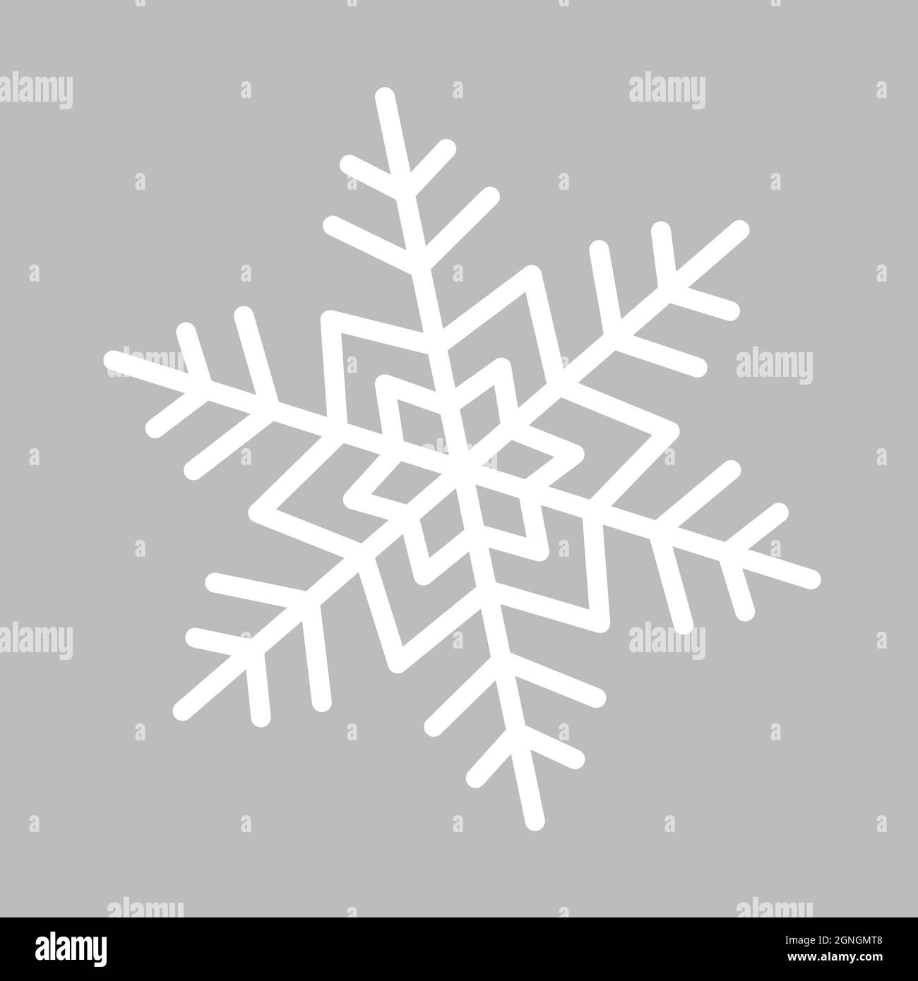 White snowflake on a grey background. Vector decorative element Stock Vector