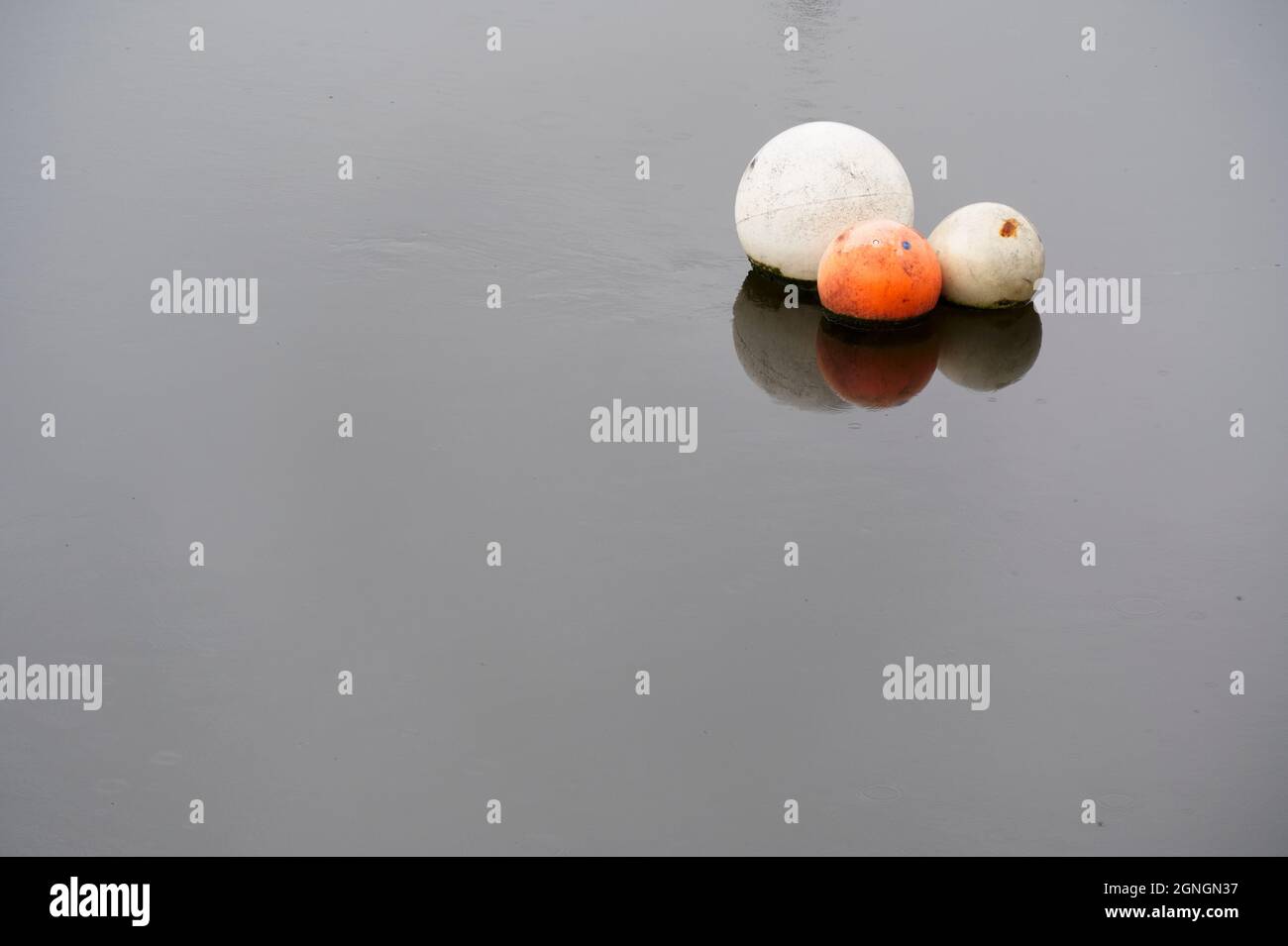 Buoy floating in water for demarcation of safe water depth Stock Photo