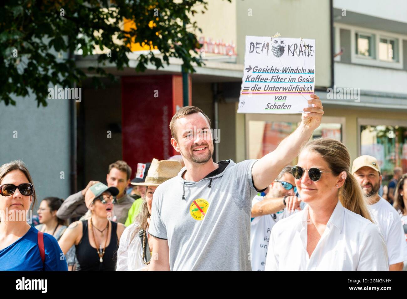 Corona Vaccine opponents are demonstrating againts the corona measures in Switzerland in Uster on the 25.09.21 Credit: Tim Eckert/Alamy Live News Credit: Tim Eckert/Alamy Live News Stock Photo