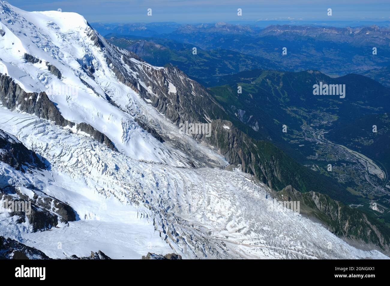 The Bossons Glacier one of the largest glaciers of the Mont Blanc ...