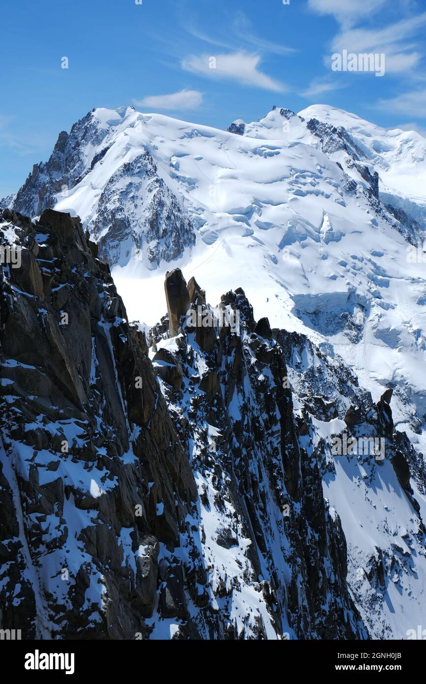 Mont Blanc mountain seen from Aiguille du midi (3842m) , French Alps ...
