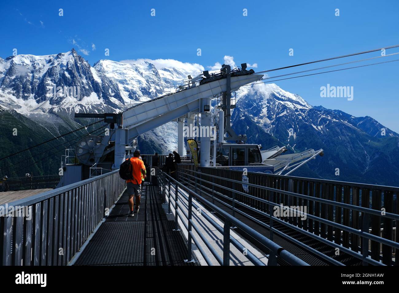 Chamonix, France July 10, 2021. Brevent cable car station against the