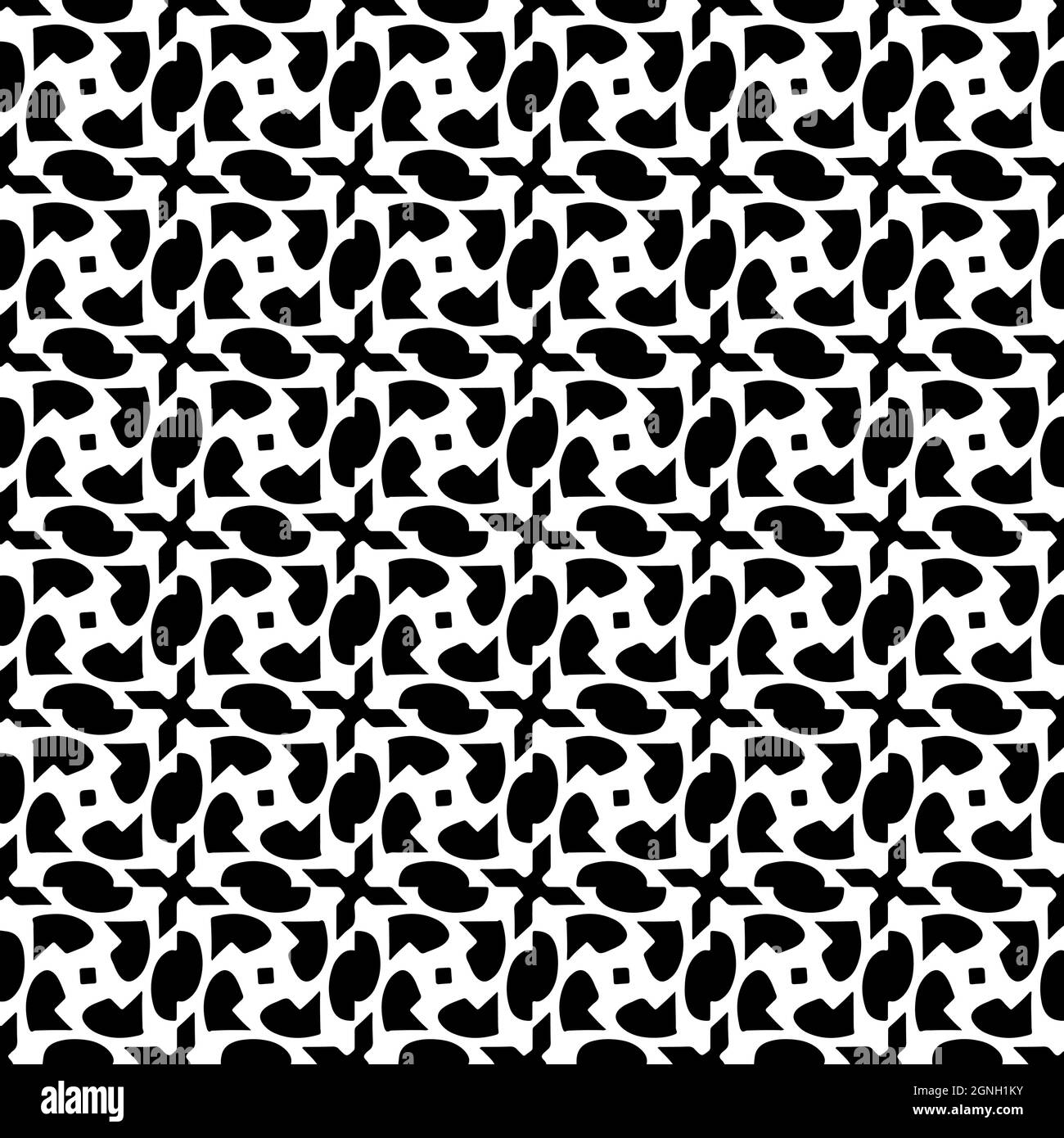 Seamless vector pattern in geometric ornamental style. Black and white ...