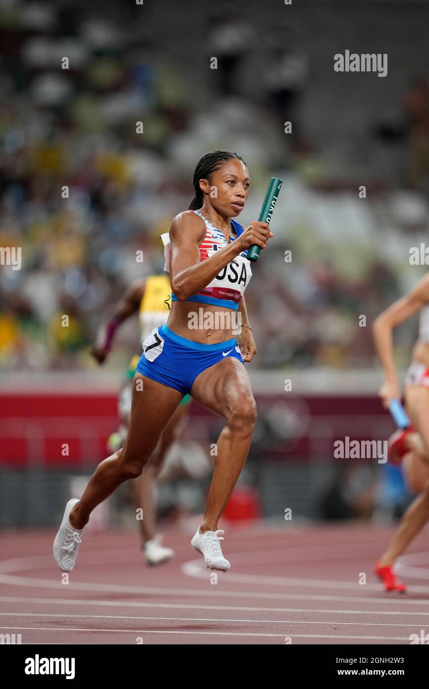 Allyson Felix competing in the 2020 Tokyo Olympics Stock Photo - Alamy