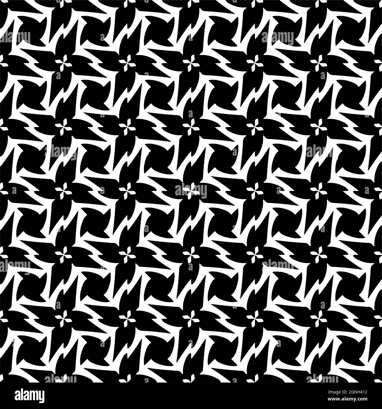 Seamless vector pattern in geometric ornamental style. Black and white ...
