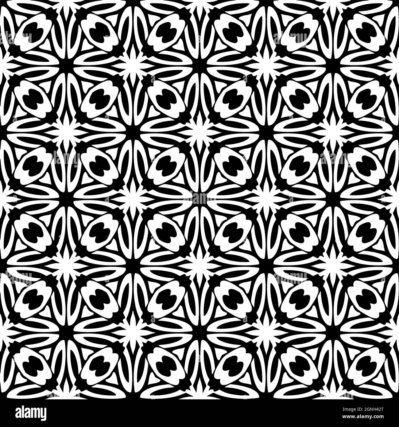 Seamless vector pattern in geometric ornamental style. Black and white ...