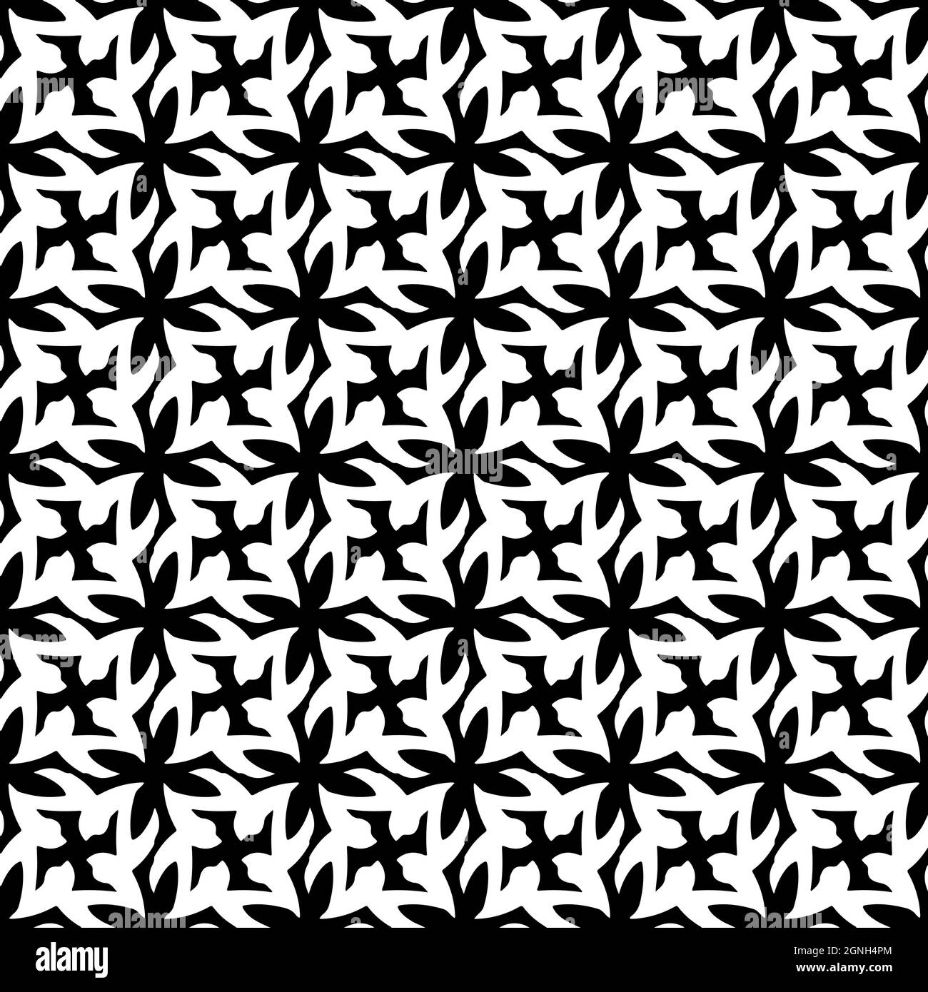 Seamless vector pattern in geometric ornamental style. Black and white ...