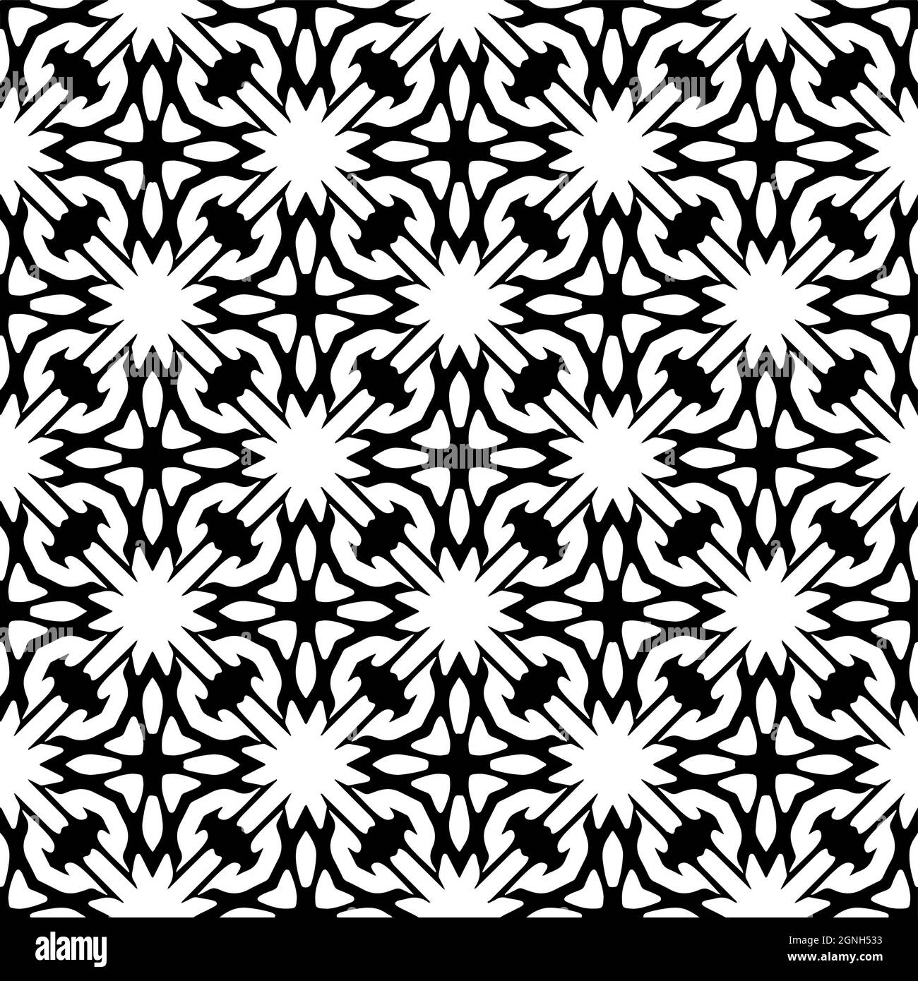 Seamless vector pattern in geometric ornamental style. Black and white ...
