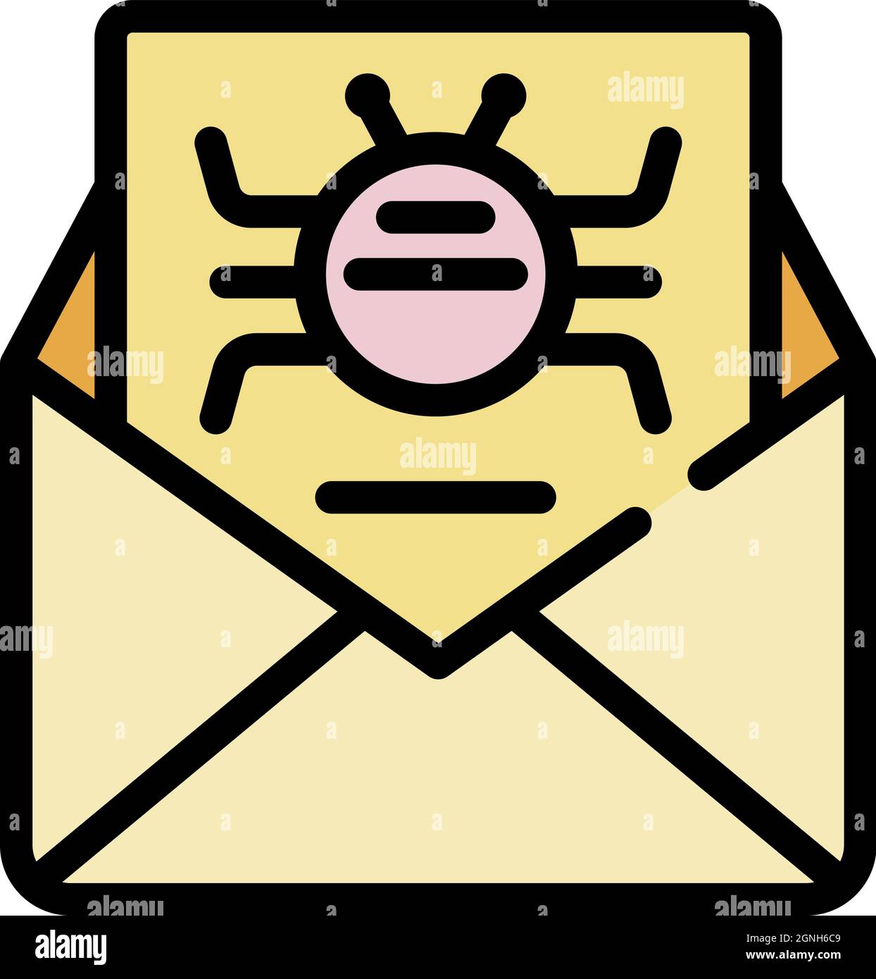 Email virus icon. Outline email virus vector icon color flat isolated Stock Vector