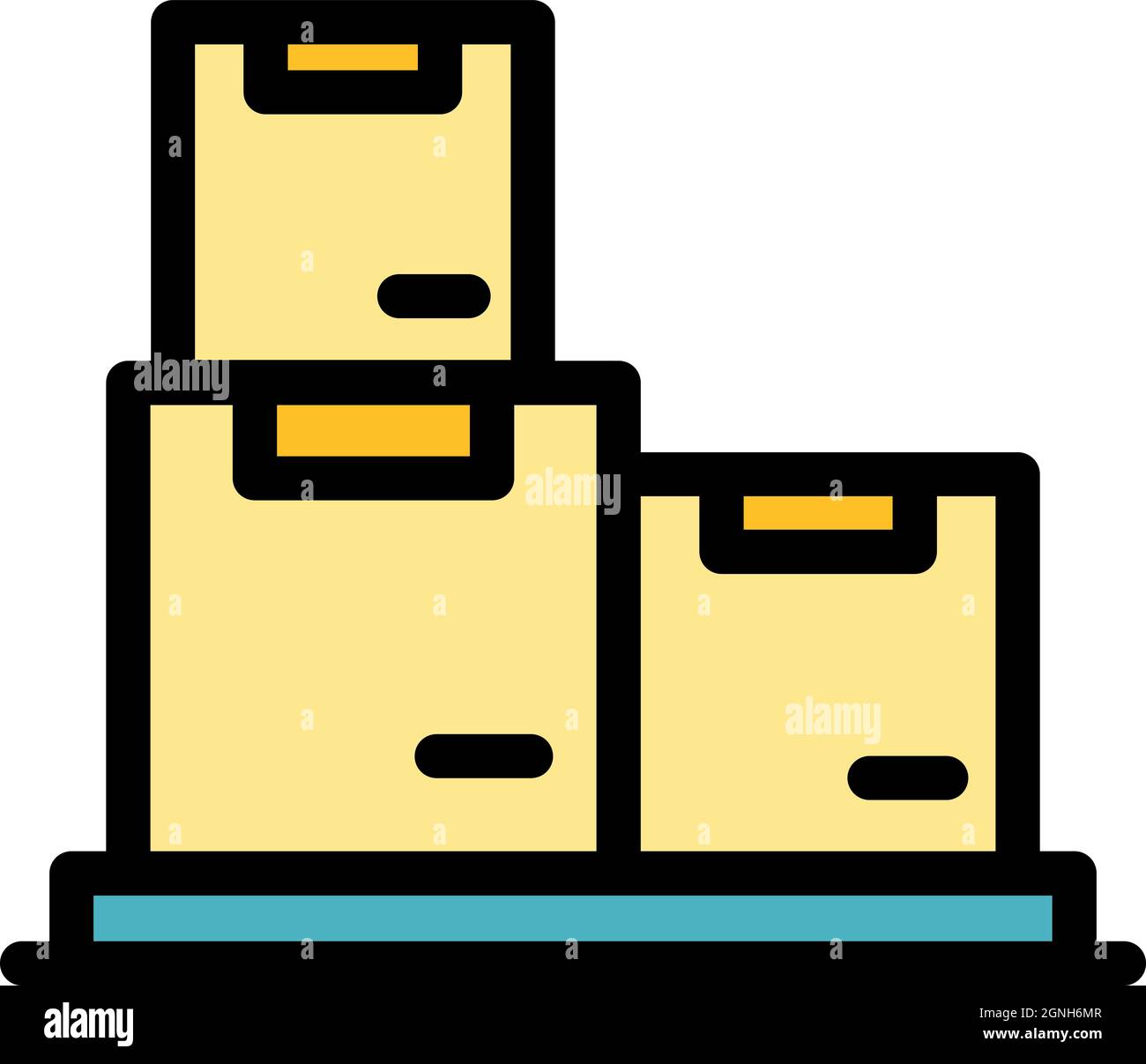 Box file storage icon. Outline box file storage vector icon color flat