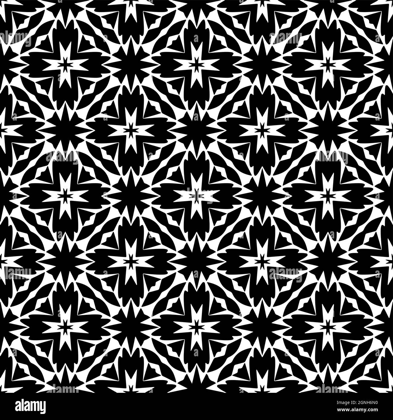 Seamless vector pattern in geometric ornamental style. Black and white ...