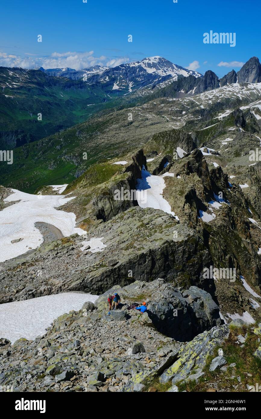 Climbing Brevent mountains, Chamonix, Haute Savoie, France Stock Photo ...