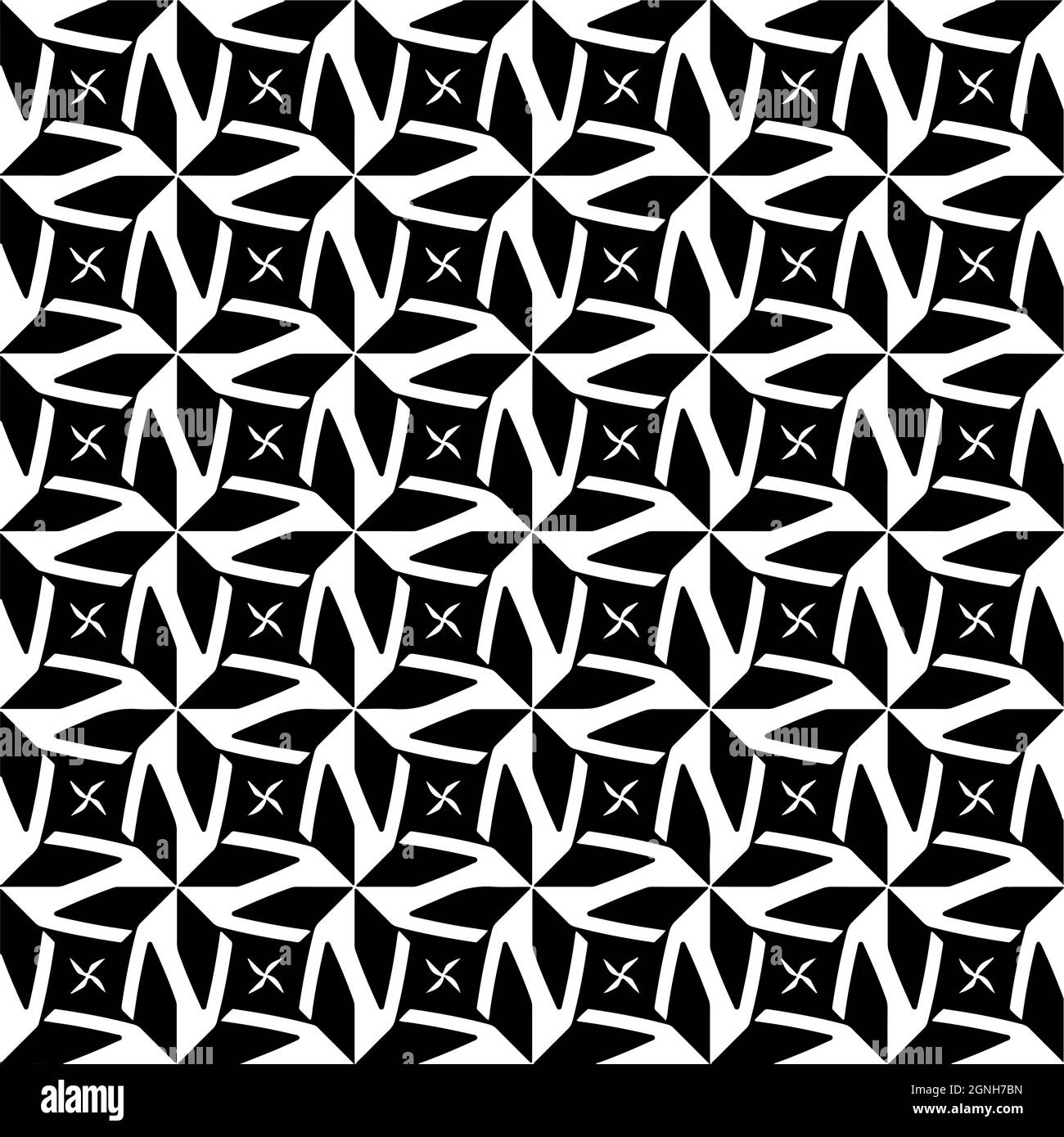 Seamless vector pattern in geometric ornamental style. Black and white ...