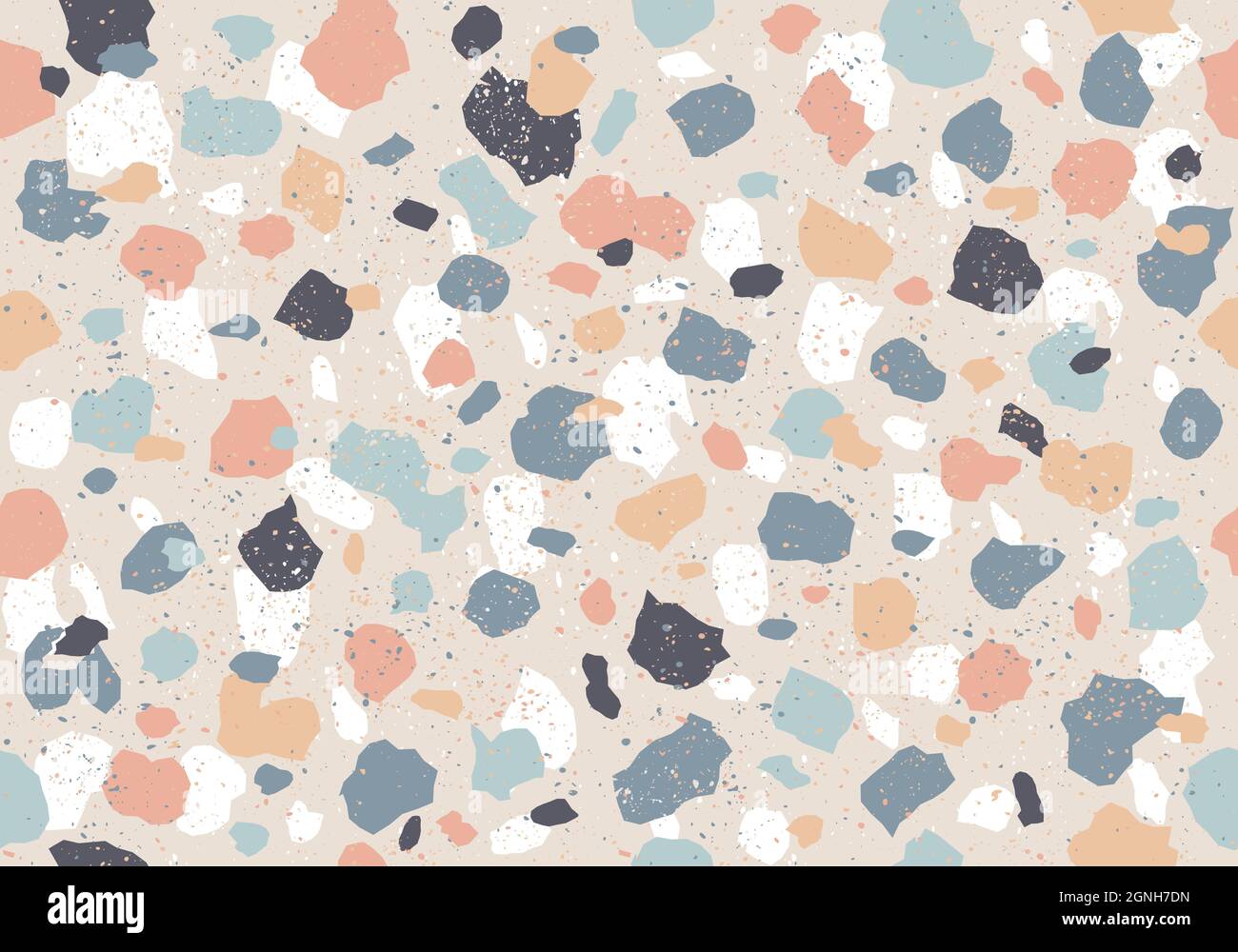 Vintage vector seamless terrazzo pattern in retro style. Retro colorful ...
