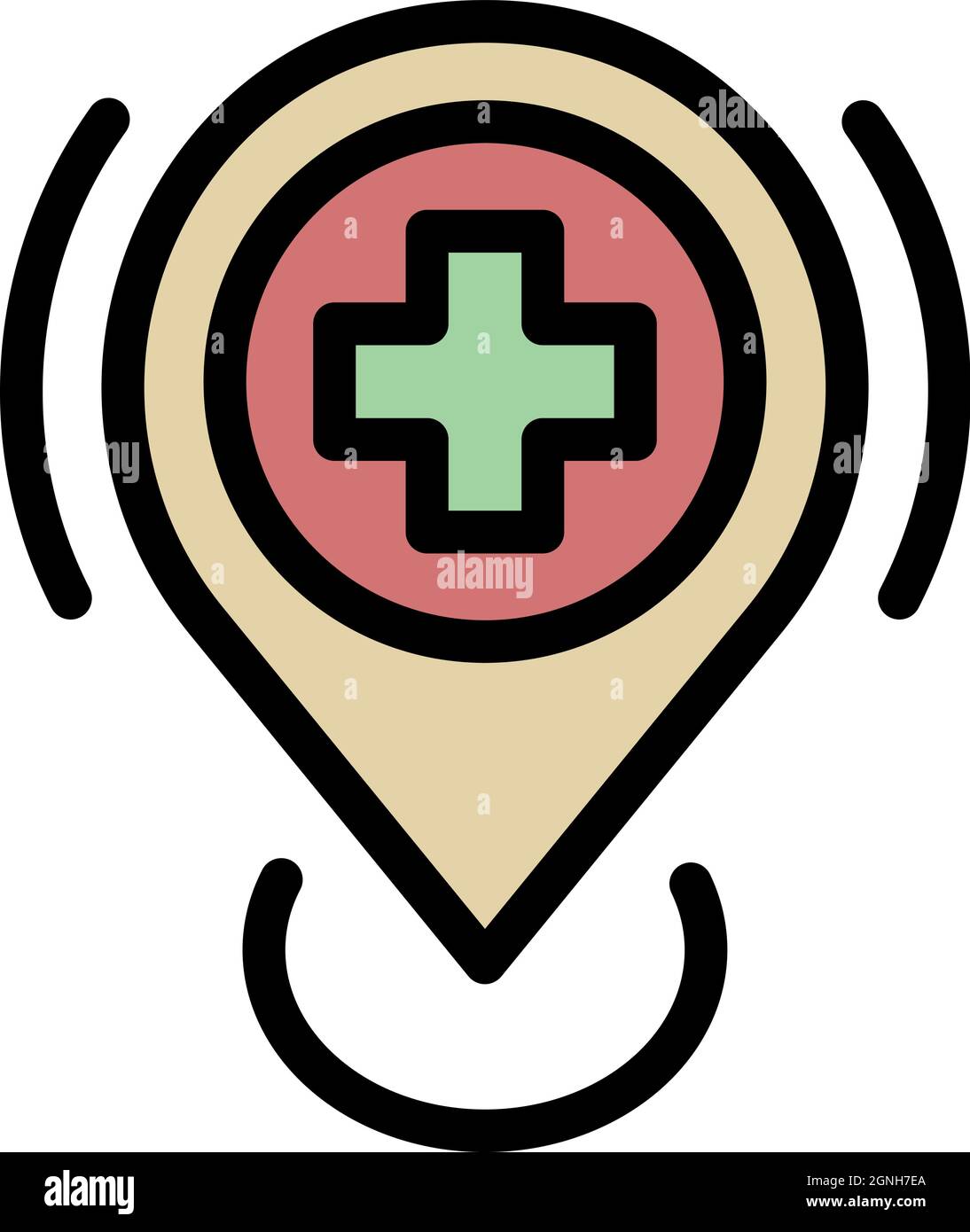 Hospital location icon. Outline hospital location vector icon color ...