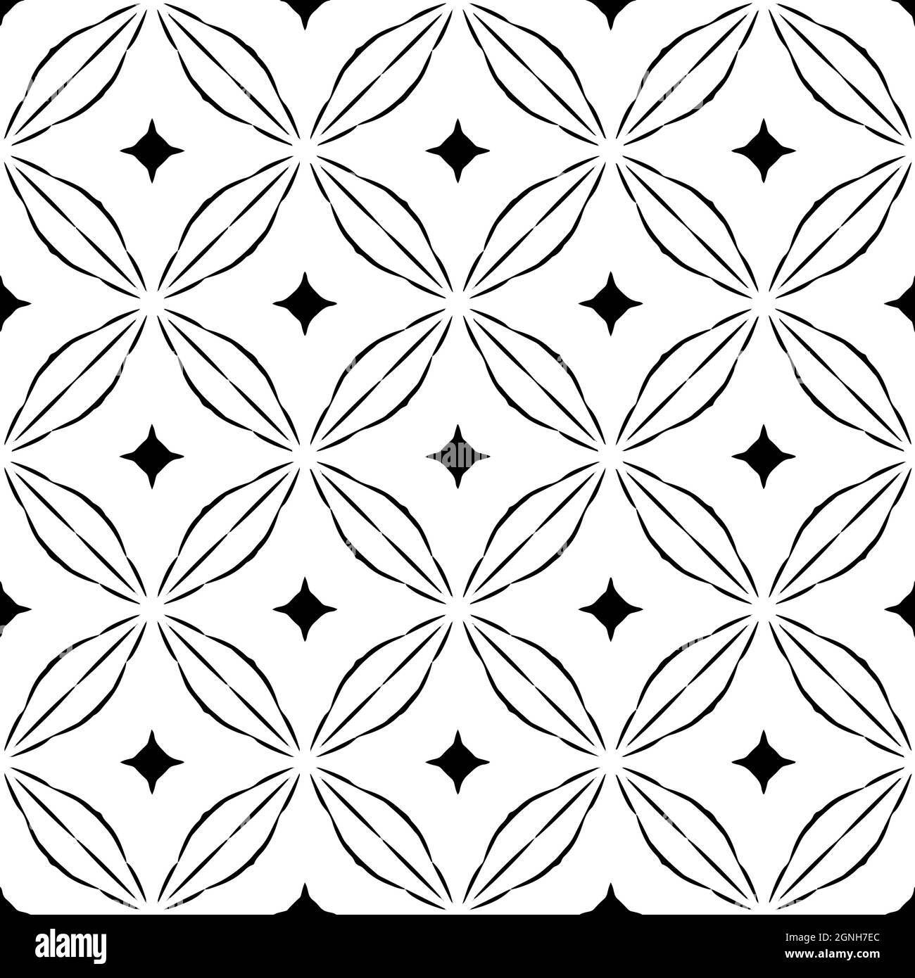 Seamless vector pattern in geometric ornamental style. Black and white ...