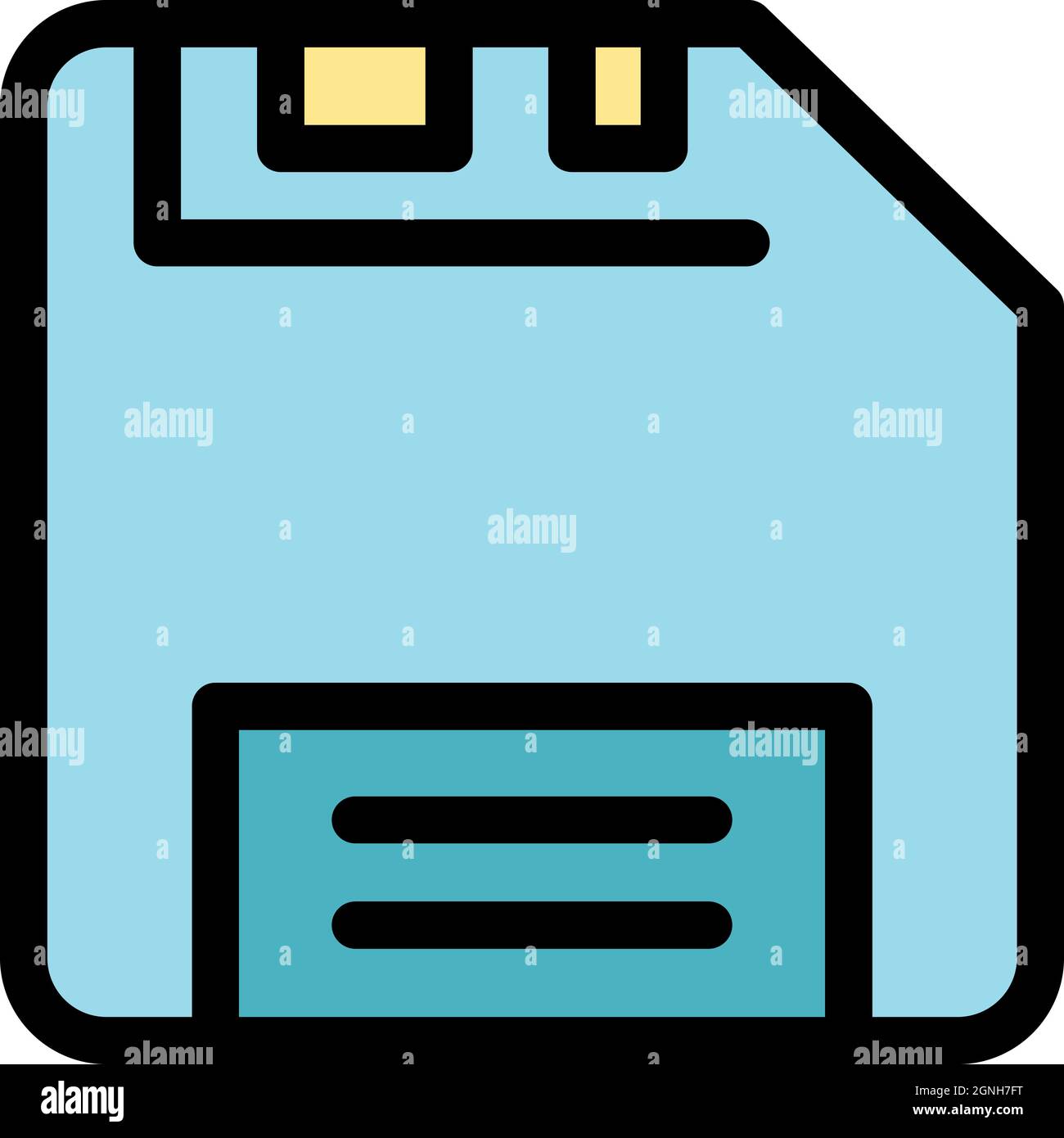 Old floppy disk icon. Outline old floppy disk vector icon color flat