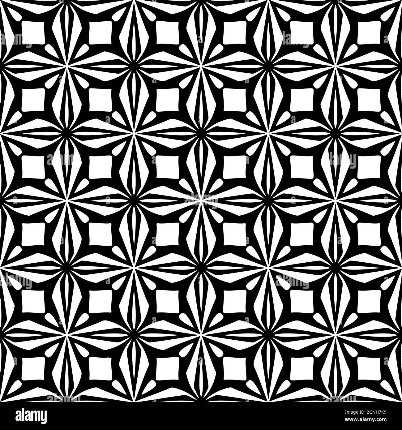 Seamless vector pattern in geometric ornamental style. Black and white ...