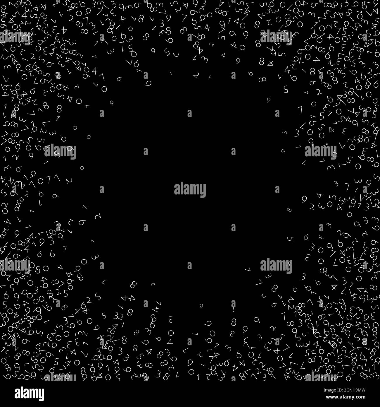 Falling numbers, big data concept. Binary white disorderly flying ...