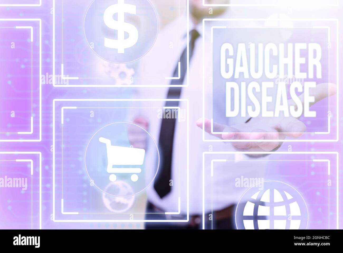 Text sign showing Gaucher Disease. Business idea autosomal recessive inherited disorder of metabolism Gentelman Uniform Standing Holding New Stock Photo