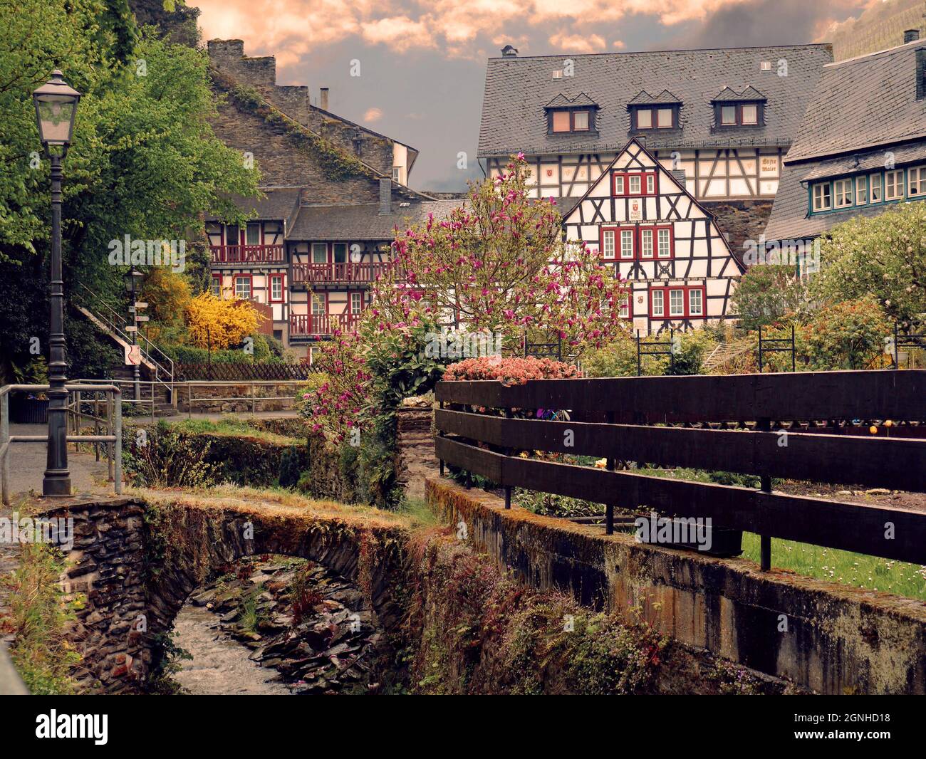 Architecture in Town of Bacharach, Germany Stock Photo
