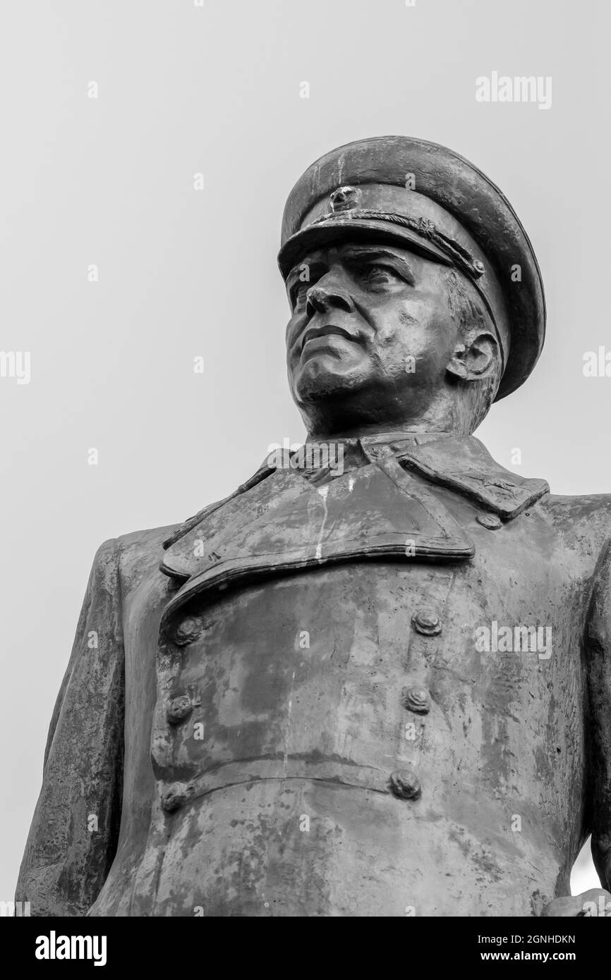 Statue of Georgy Konstantinovich Zhukov in Moscow Victory Park. Russia, Saint-Petersburg, September 6, 2021 Stock Photo