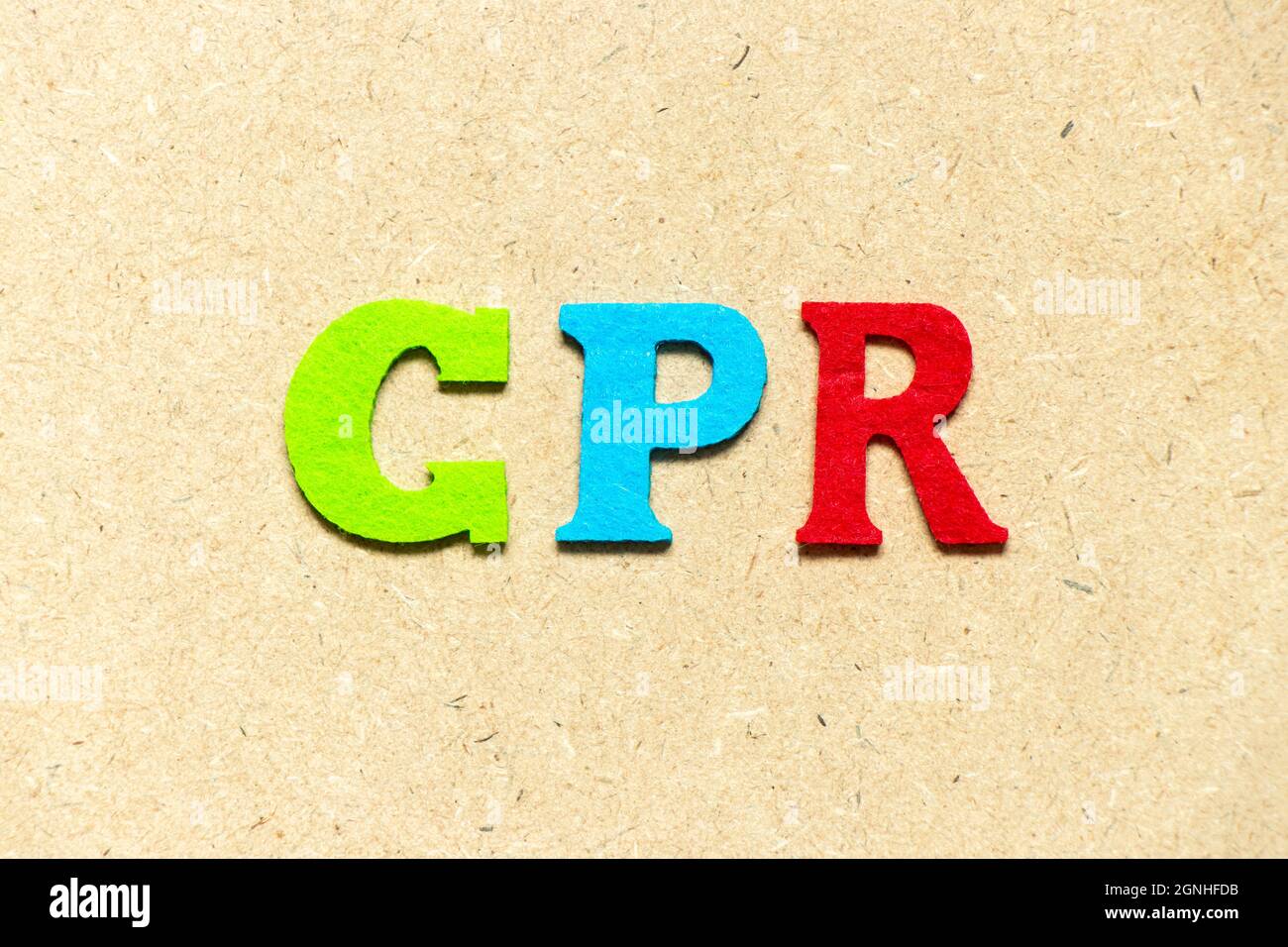 Color cloth alphabet letter in word CPR (abbreviation of