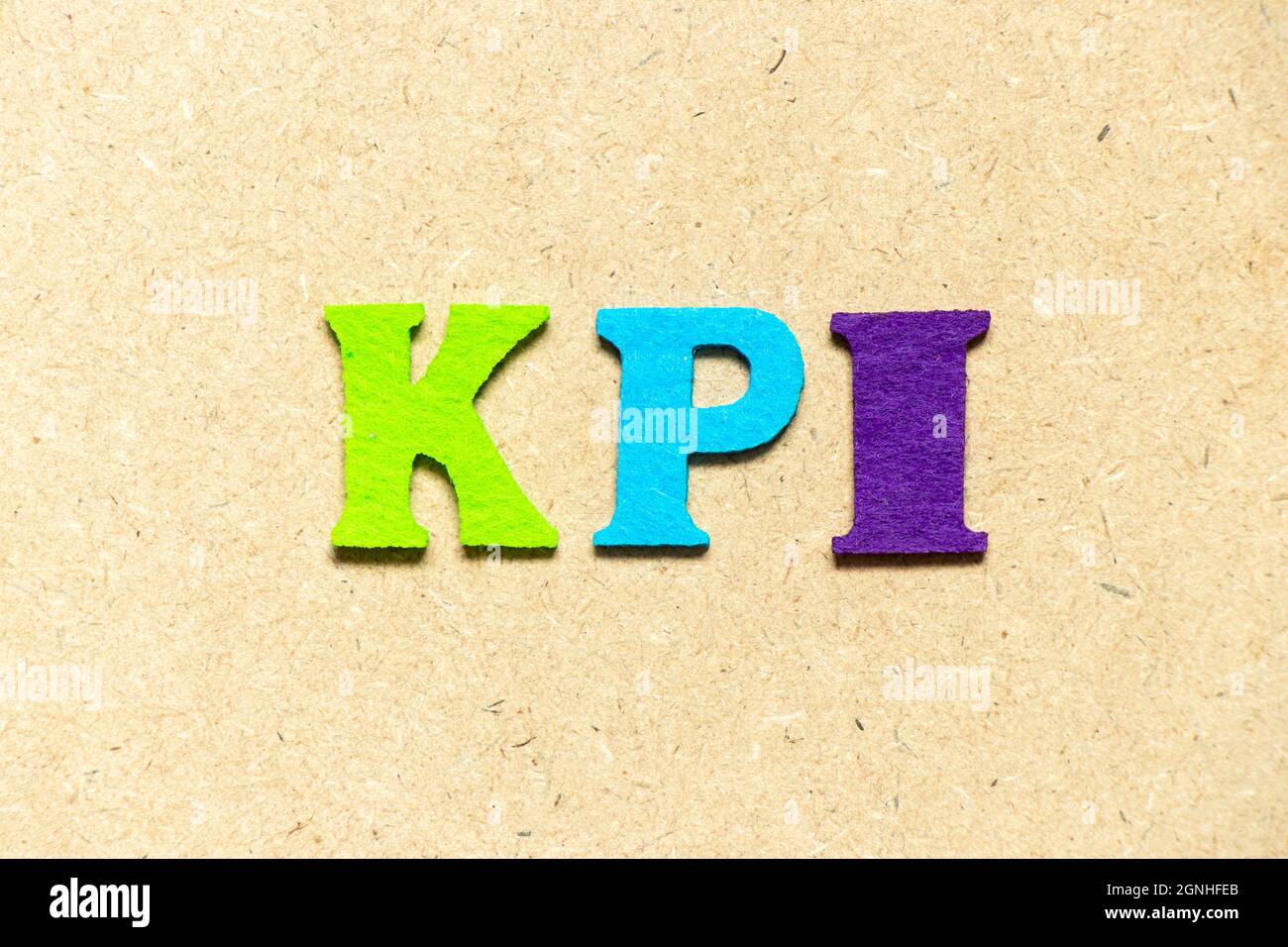 Color cloth alphabet letter in word KPI (Abbreviation of key