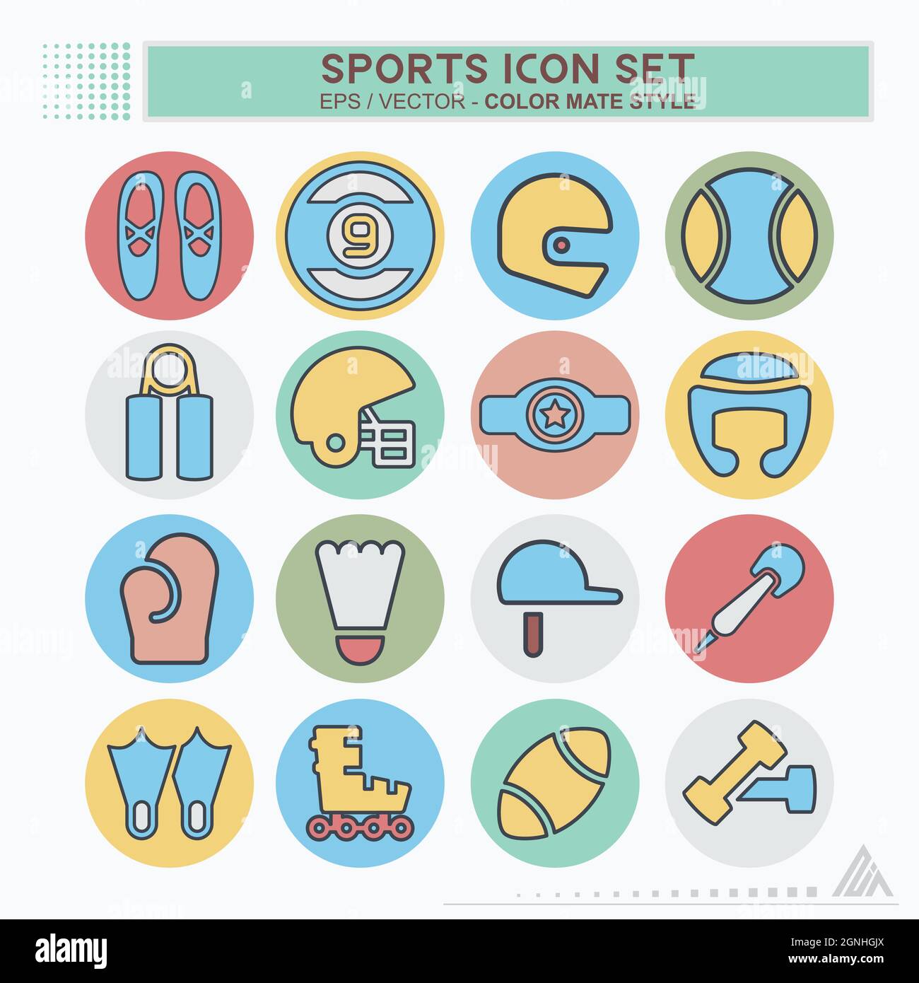 Set Icon Sports - Color Mate Style - Simple illustration, Editable stroke, Design template vector, Good for prints, posters, advertisements, announcem Stock Vector