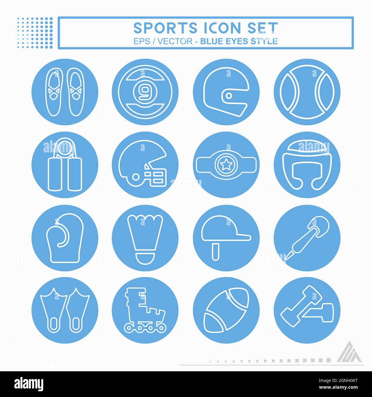 Set Icon Sports - Blue Eyes Style - Simple illustration, Editable stroke, Design template vector, Good for prints, posters, advertisements, announceme Stock Vector