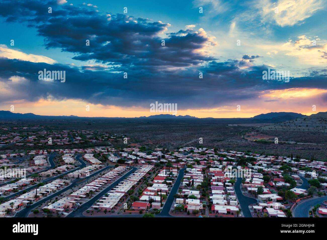 Aerial view green hills buildings hi-res stock photography and images ...
