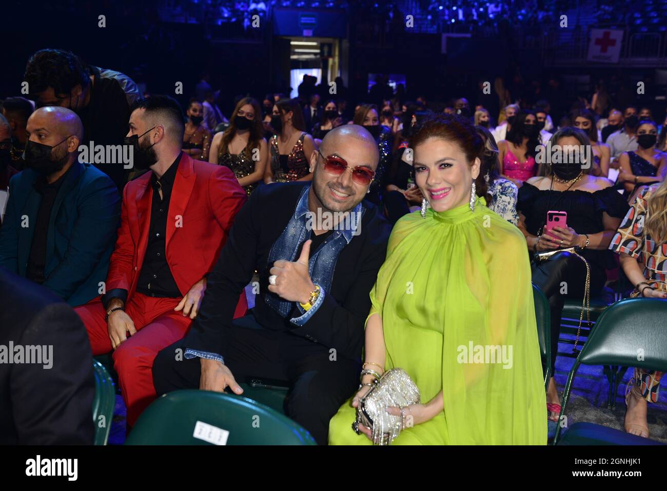 Coral Gables, USA. 23rd Sep, 2021. CORAL GABLES, FLORIDA - SEPTEMBER 23: Wisin and Yomaira Ortiz Feliciano attends the 2021 Billboard Latin Music Awards at Watsco Center on September 23, 2021 in Coral Gables, Florida. (Photo by JL/Sipa USA) Credit: Sipa USA/Alamy Live News Stock Photo