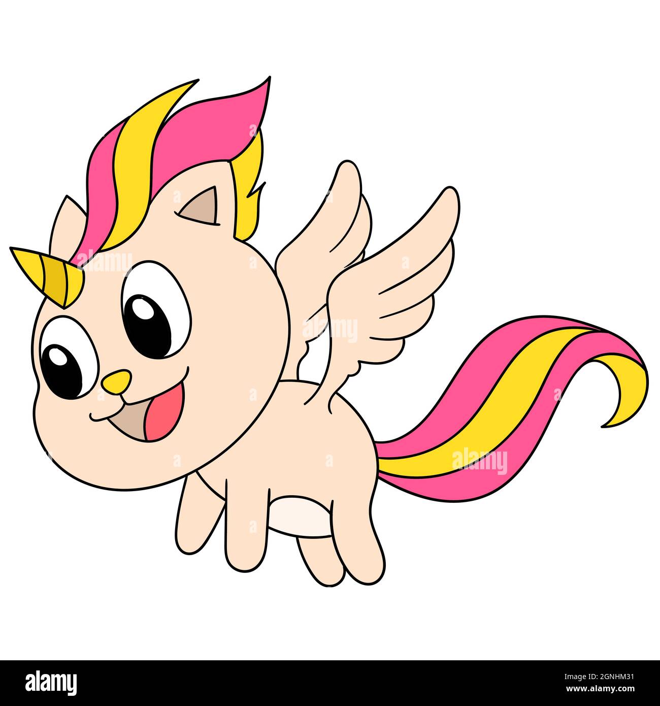 unicorn with horn and cute face flying using wings Stock Vector Image ...