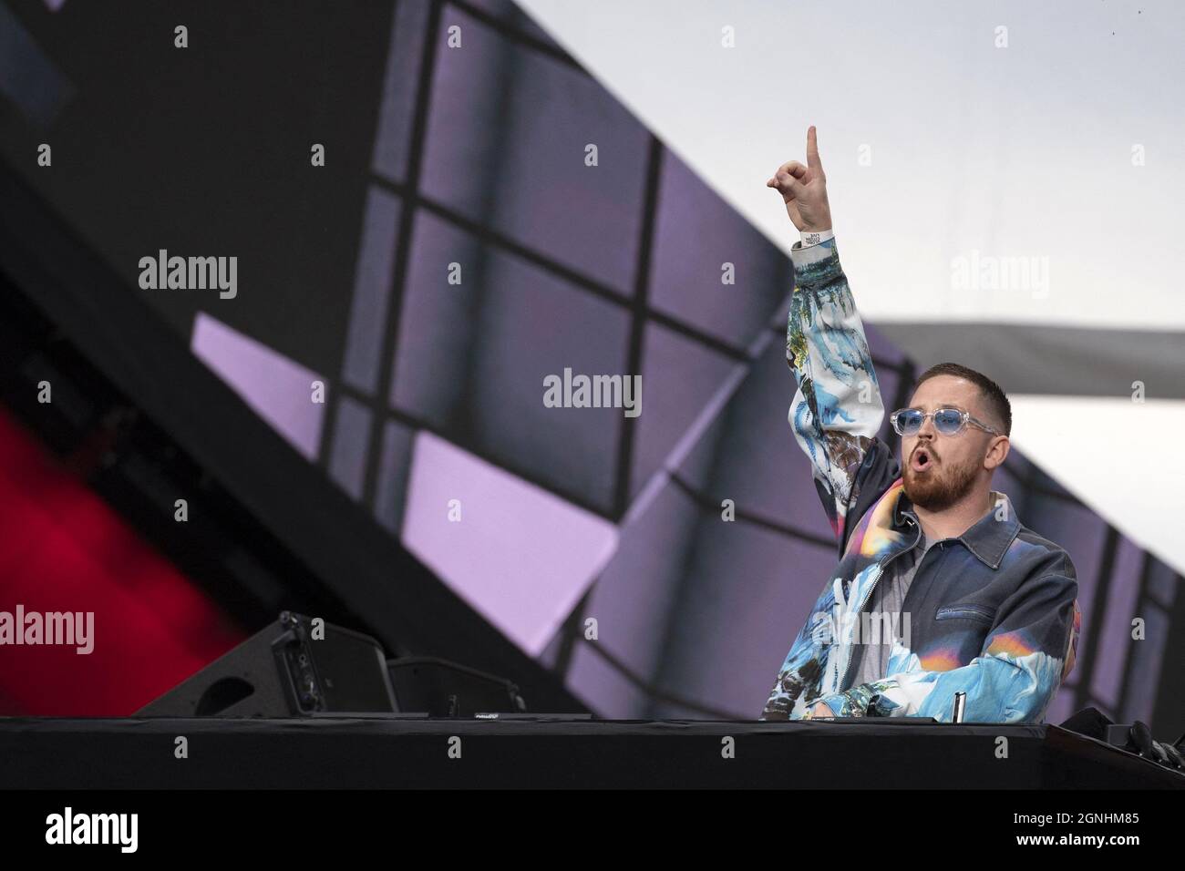 DJ Aazar performing on stage during the Global Citizen Live in Paris ...