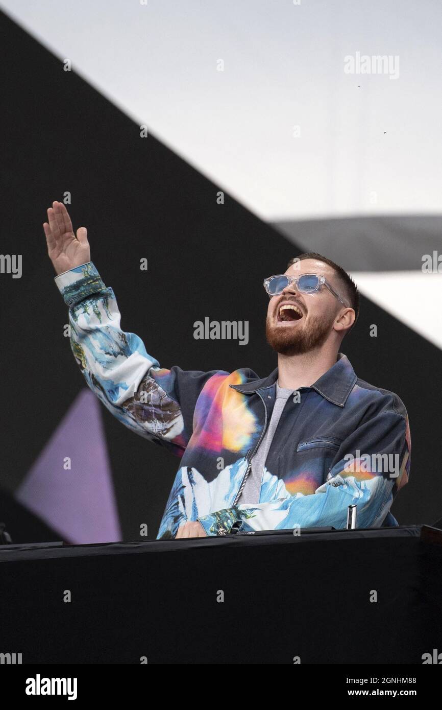 DJ Aazar performing on stage during the Global Citizen Live in Paris ...
