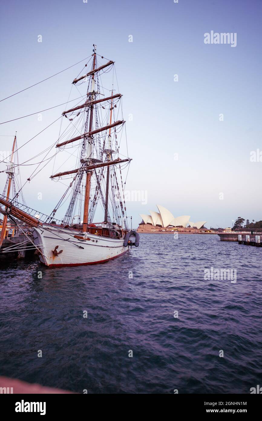 Sailing ship sydney harbour Australia Stock Photo Alamy