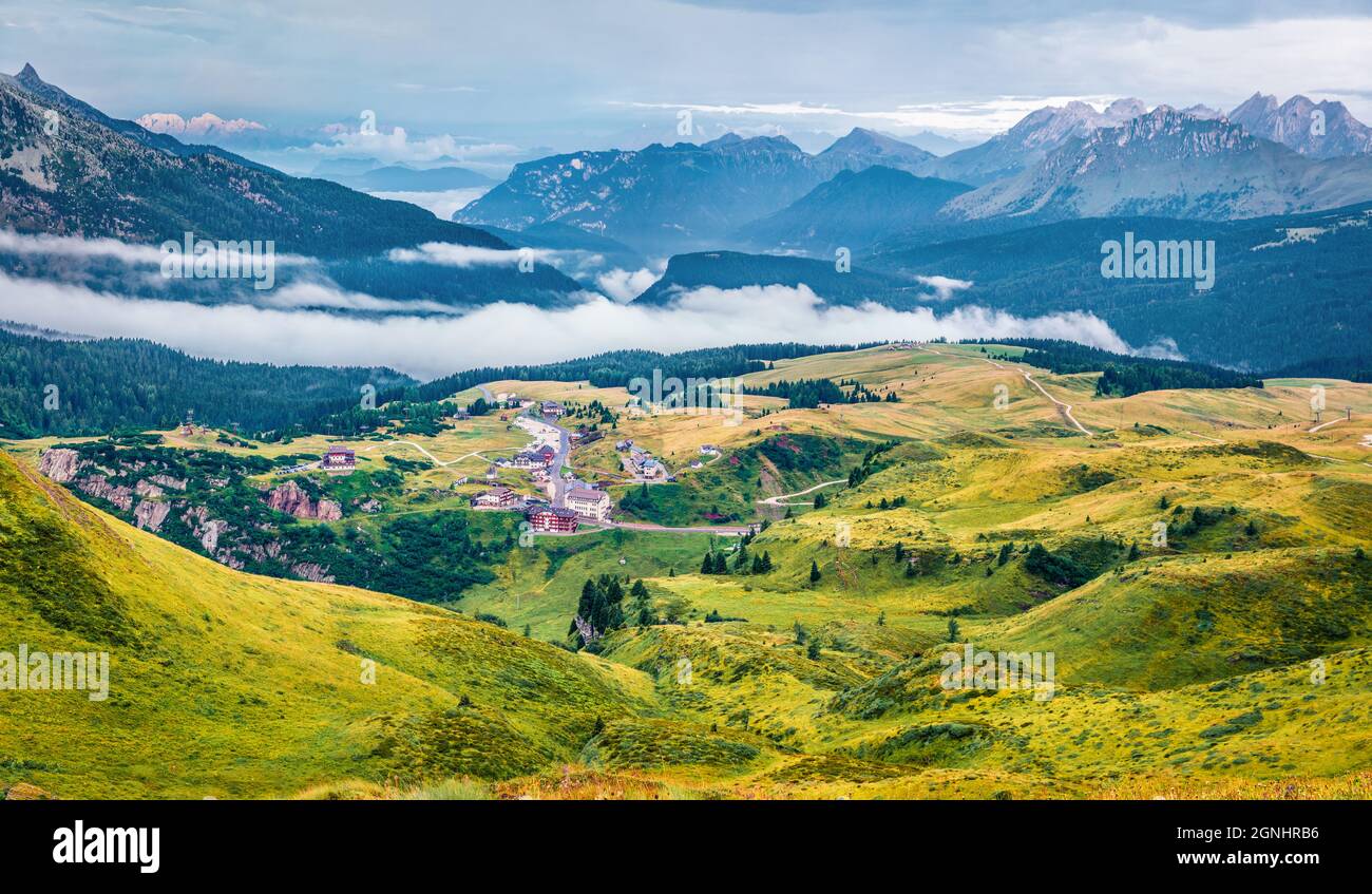 Aerial view foggy mountain pass hi-res stock photography and images - Alamy